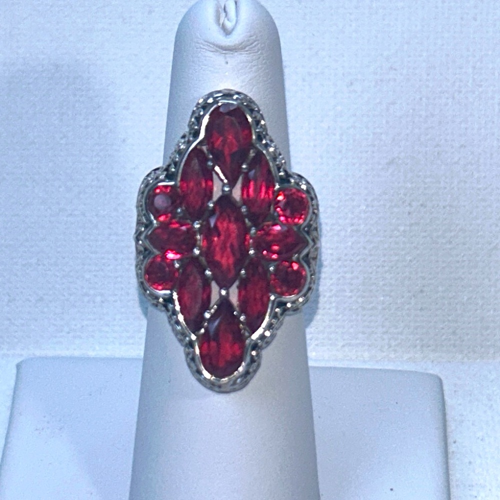 Sajen Designer Genuine Rhodonite Garnet Gemstone  Sterling Silver Ring Boho